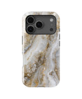 White gold clear quartz-inspired crystal geode MagSafe iPhone tough case for iPhone 17 Pro
