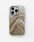Pearl white gold taupe druzy geode shockproof case for iPhone Pro models