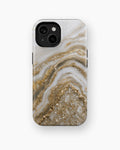 Pearl white gold taupe druzy geode shockproof case for standard iPhone models