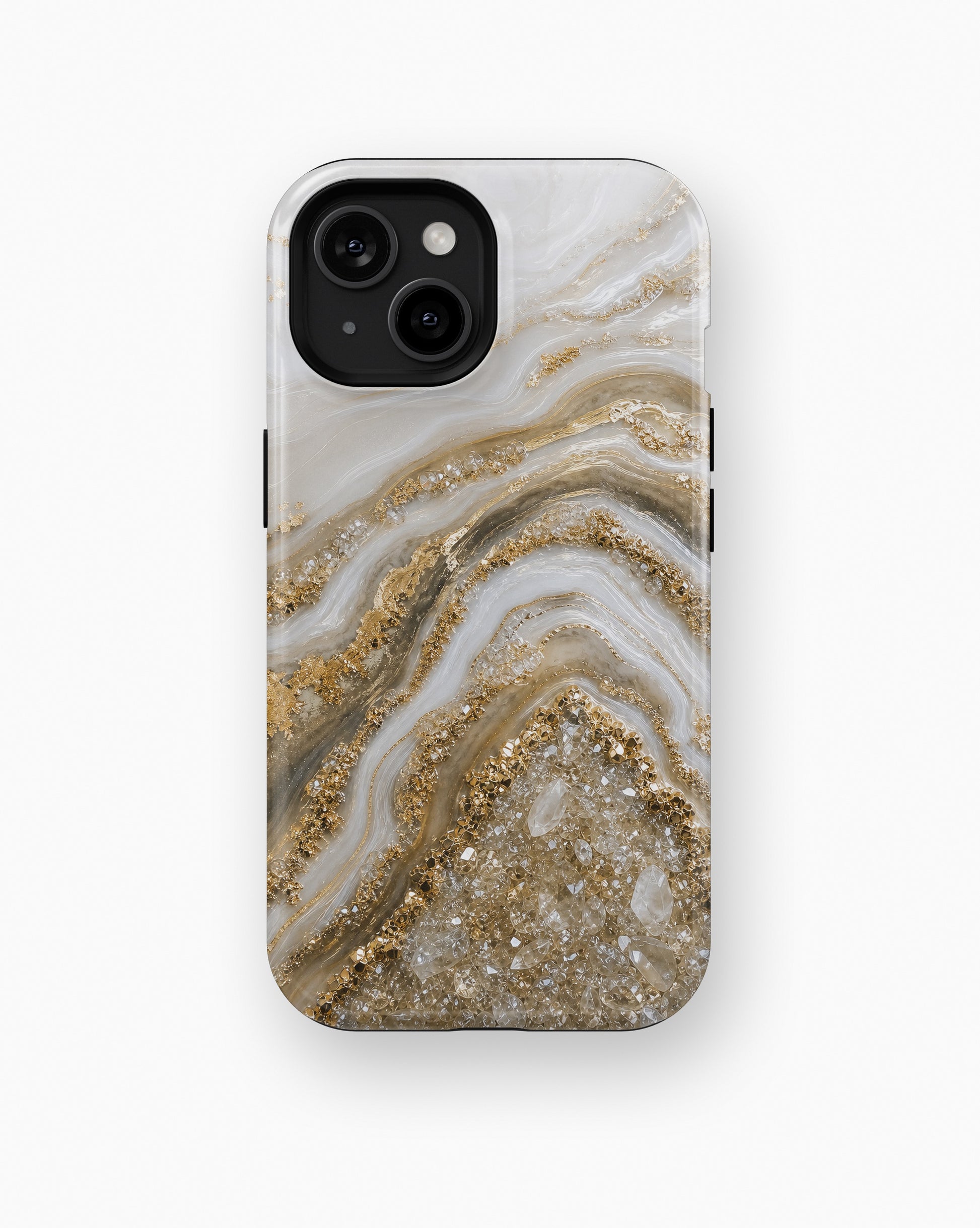 Pearl white gold taupe druzy geode shockproof case for standard iPhone models