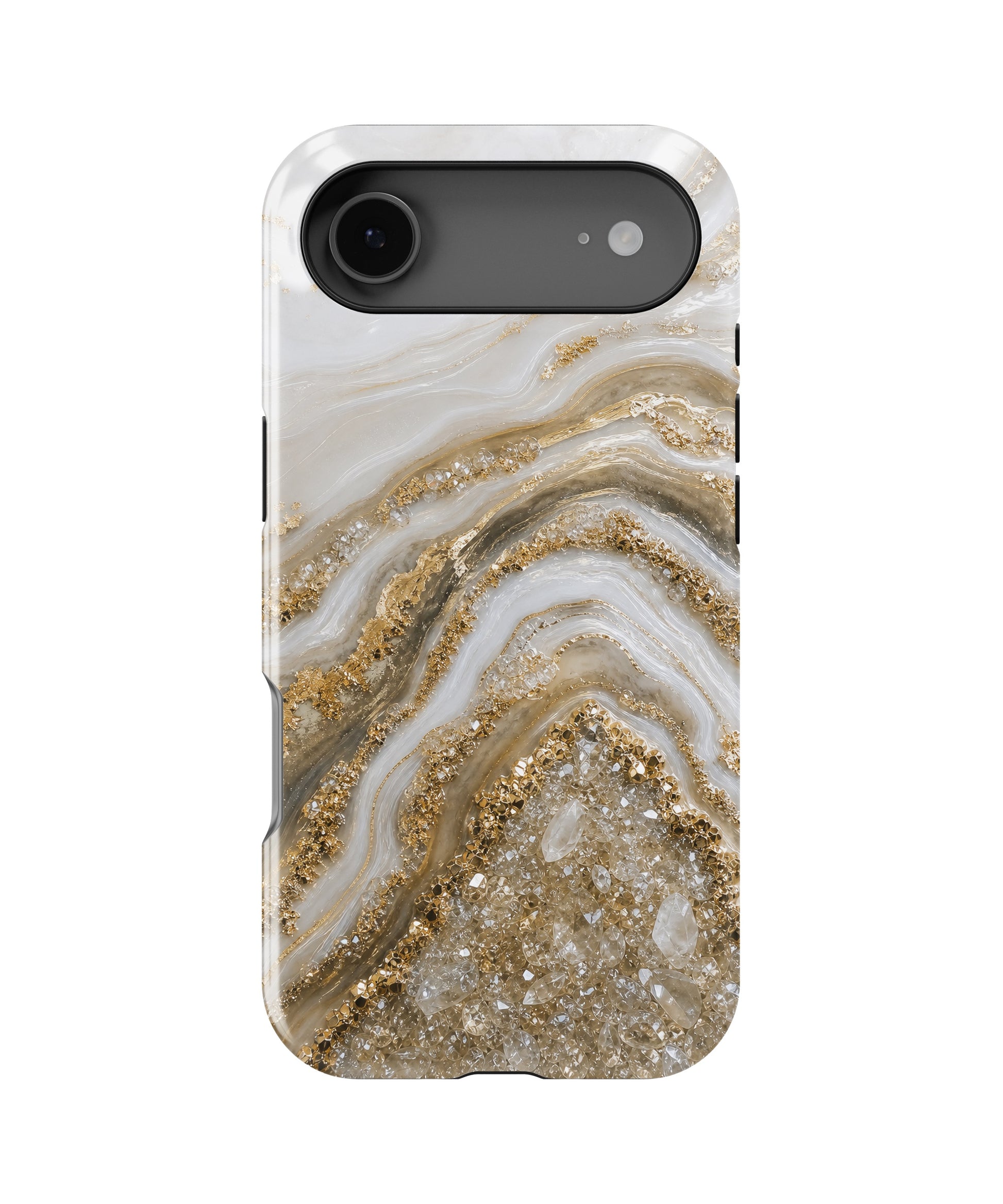 Pearl white gold taupe druzy geode MagSafe iPhone tough case for iPhone 17 Air