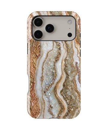 Pearl white copper rose-gold resin geode shockproof MagSafe iPhone case for iPhone 17 Pro Max