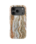 Pearl white copper rose-gold resin geode MagSafe iPhone tough case for iPhone 17 Pro