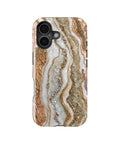 Pearl white copper rose-gold resin geode MagSafe iPhone tough case for iPhone 17
