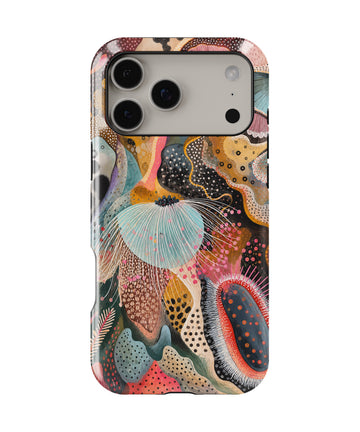 Colorful abstract ocean coral and sea-life collage shockproof MagSafe iPhone case for iPhone 17 Pro Max