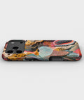 Colorful abstract ocean coral and sea-life collage tough iPhone case with raised camera and edge protection