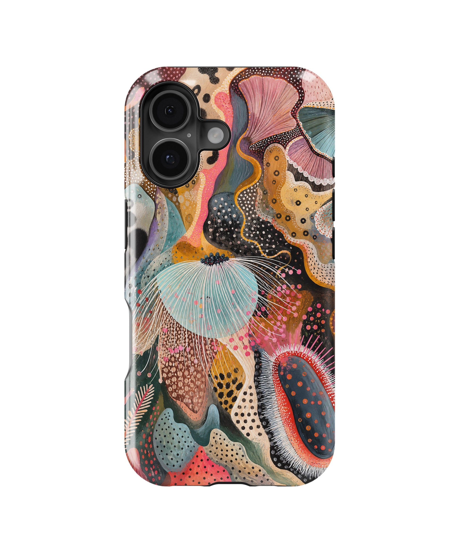 Colorful abstract ocean coral and sea-life collage MagSafe iPhone tough case for iPhone 17