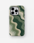 Dark green sage cream organic flow lines shockproof case for iPhone Pro models