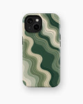 Dark green sage cream organic flow lines shockproof case for standard iPhone models
