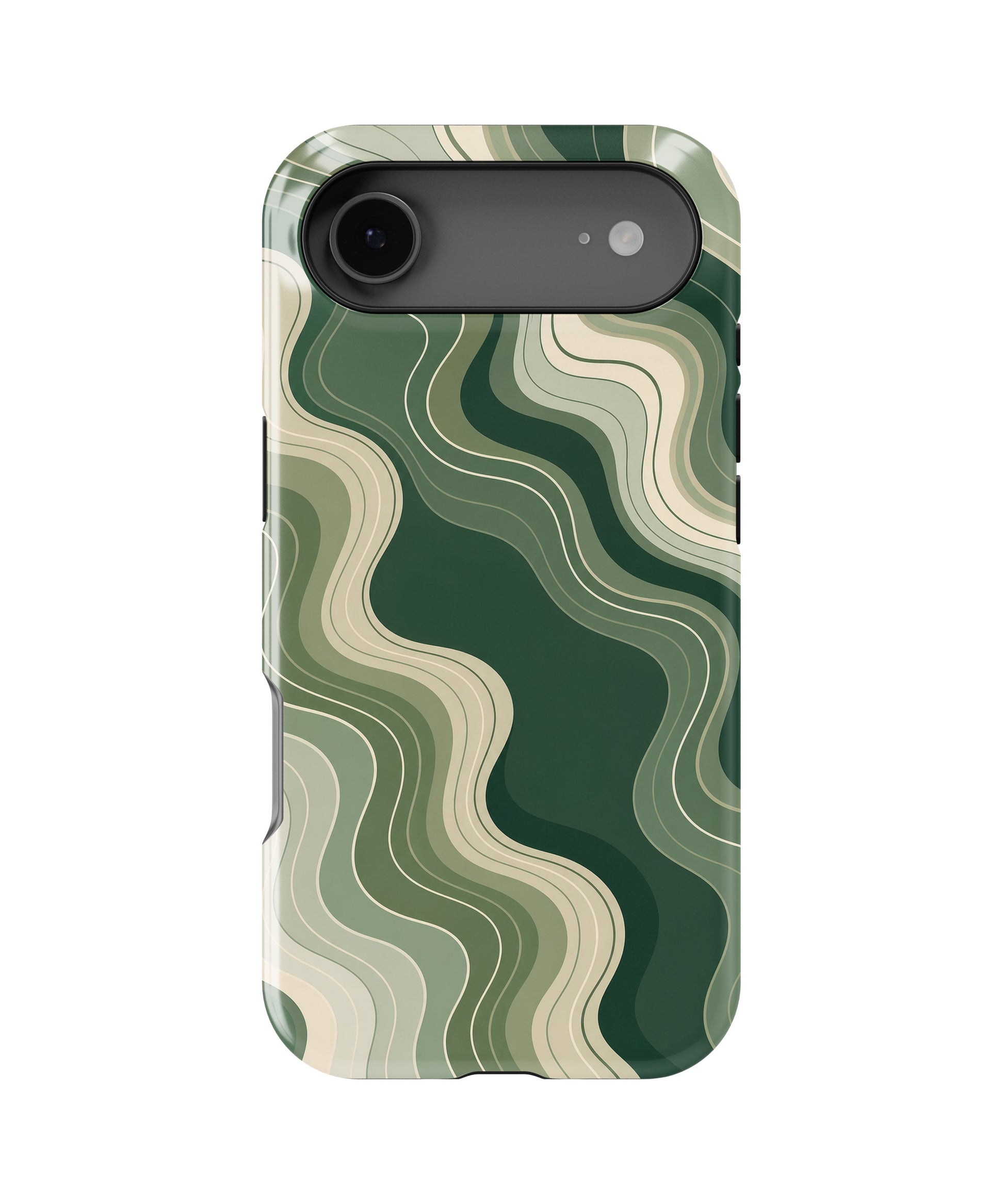 Dark green sage cream organic flow lines MagSafe iPhone tough case for iPhone 17 Air