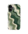 Dark green sage cream organic flow lines MagSafe iPhone tough case for iPhone 17