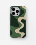 Emerald cream S-curve topographic wave shockproof case for iPhone Pro models