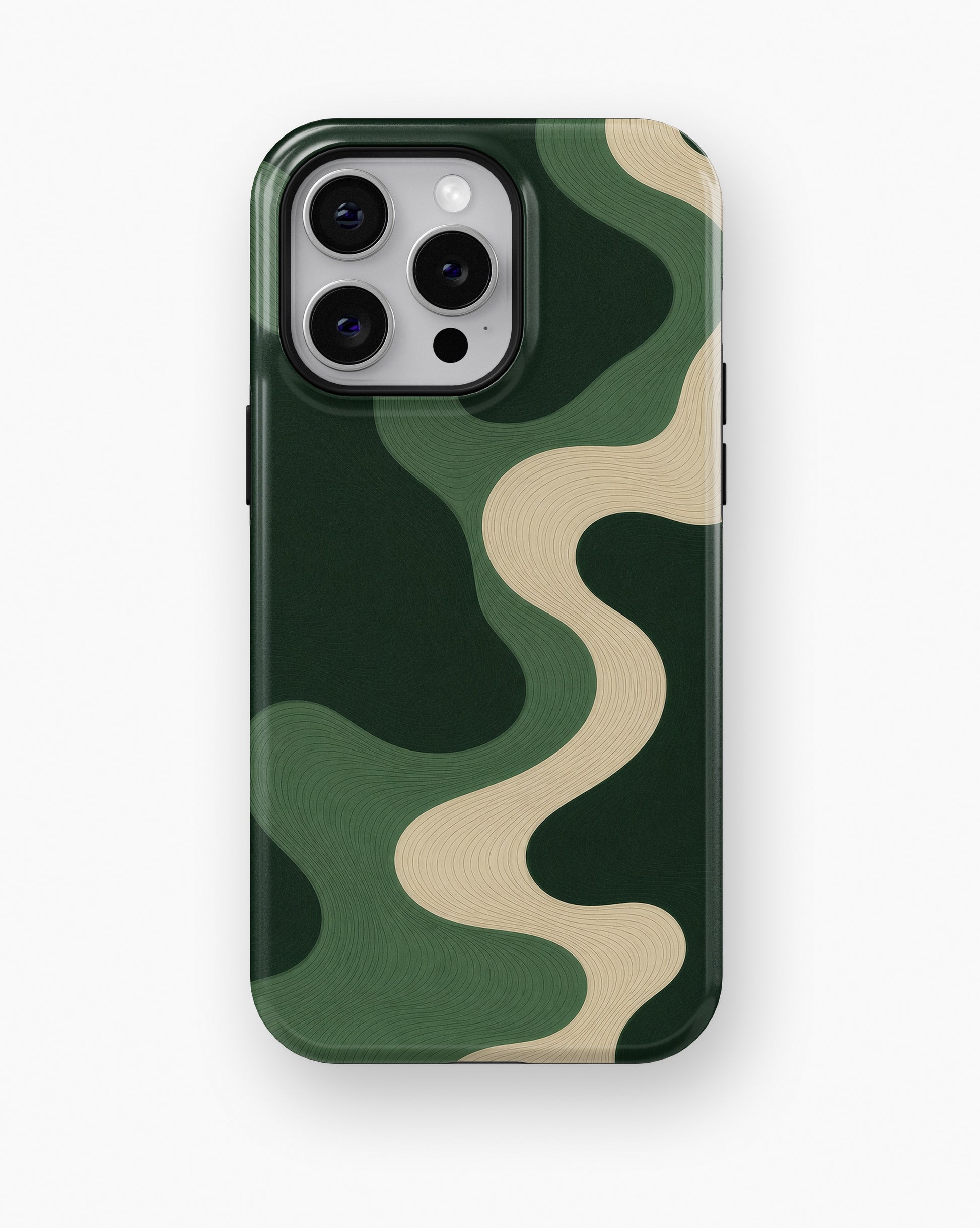 Emerald cream S-curve topographic wave shockproof case for iPhone Pro Max models