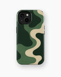 Emerald cream S-curve topographic wave shockproof case for standard iPhone models
