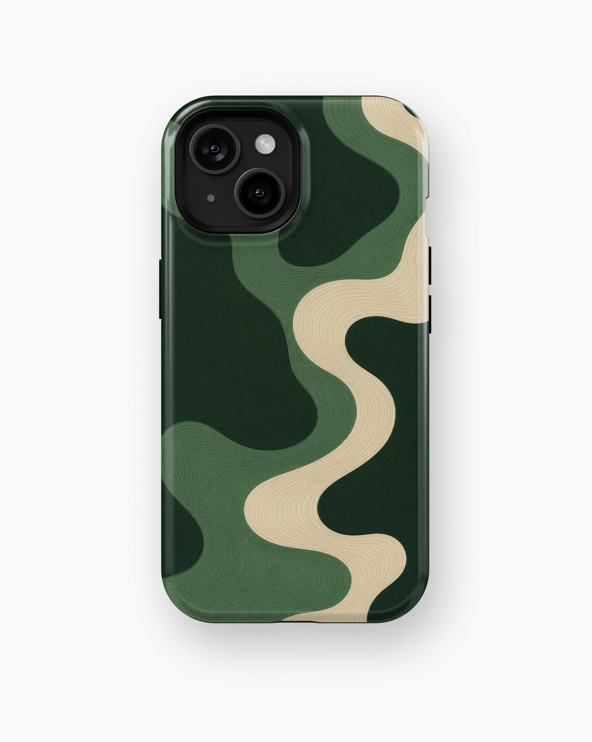 Emerald cream S-curve topographic wave shockproof case for standard iPhone models