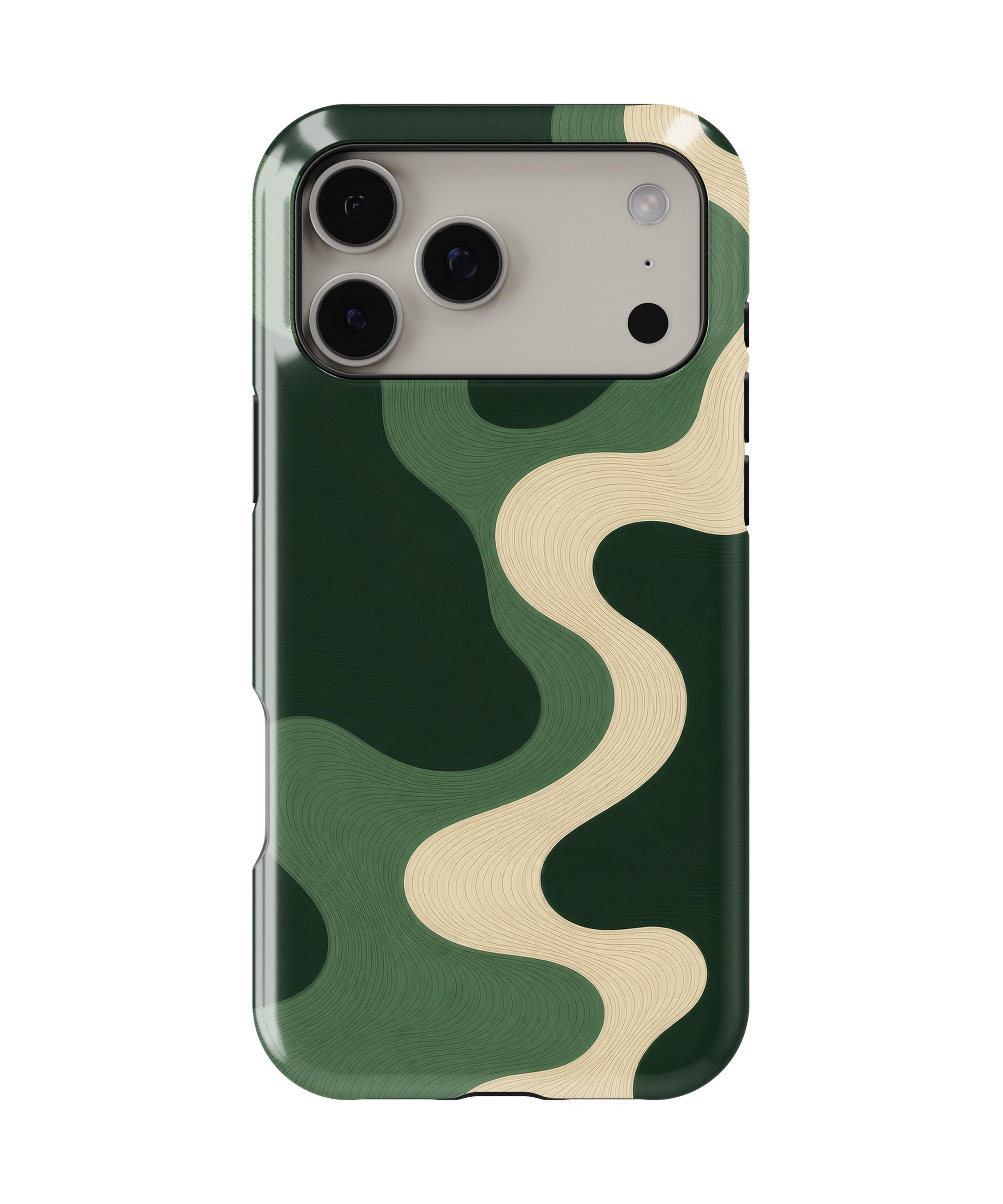 Emerald cream S-curve topographic wave shockproof MagSafe iPhone case for iPhone 17 Pro Max