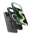 Emerald cream S-curve topographic wave iPhone case with built-in MagSafe magnetic ring