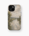 Muted sage misty river countryside landscape shockproof case for standard iPhone models