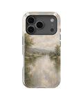 Muted sage misty river countryside landscape MagSafe iPhone tough case for iPhone 17 Pro