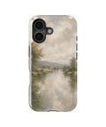 Muted sage misty river countryside landscape MagSafe iPhone tough case for iPhone 17