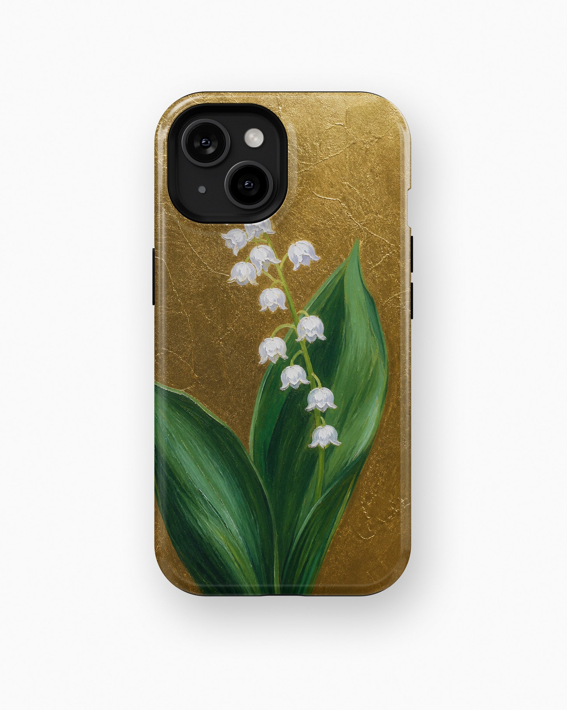Antique gold lily of the valley botanical shockproof case for standard iPhone models