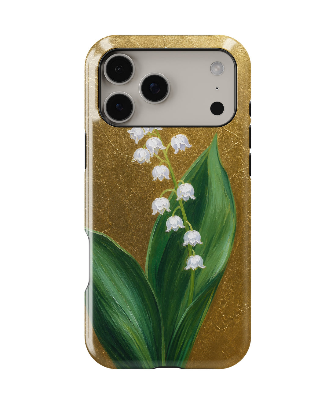 Antique gold lily of the valley botanical shockproof MagSafe iPhone case for iPhone 17 Pro Max