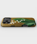 Antique gold lily of the valley botanical tough iPhone case with raised camera and edge protection
