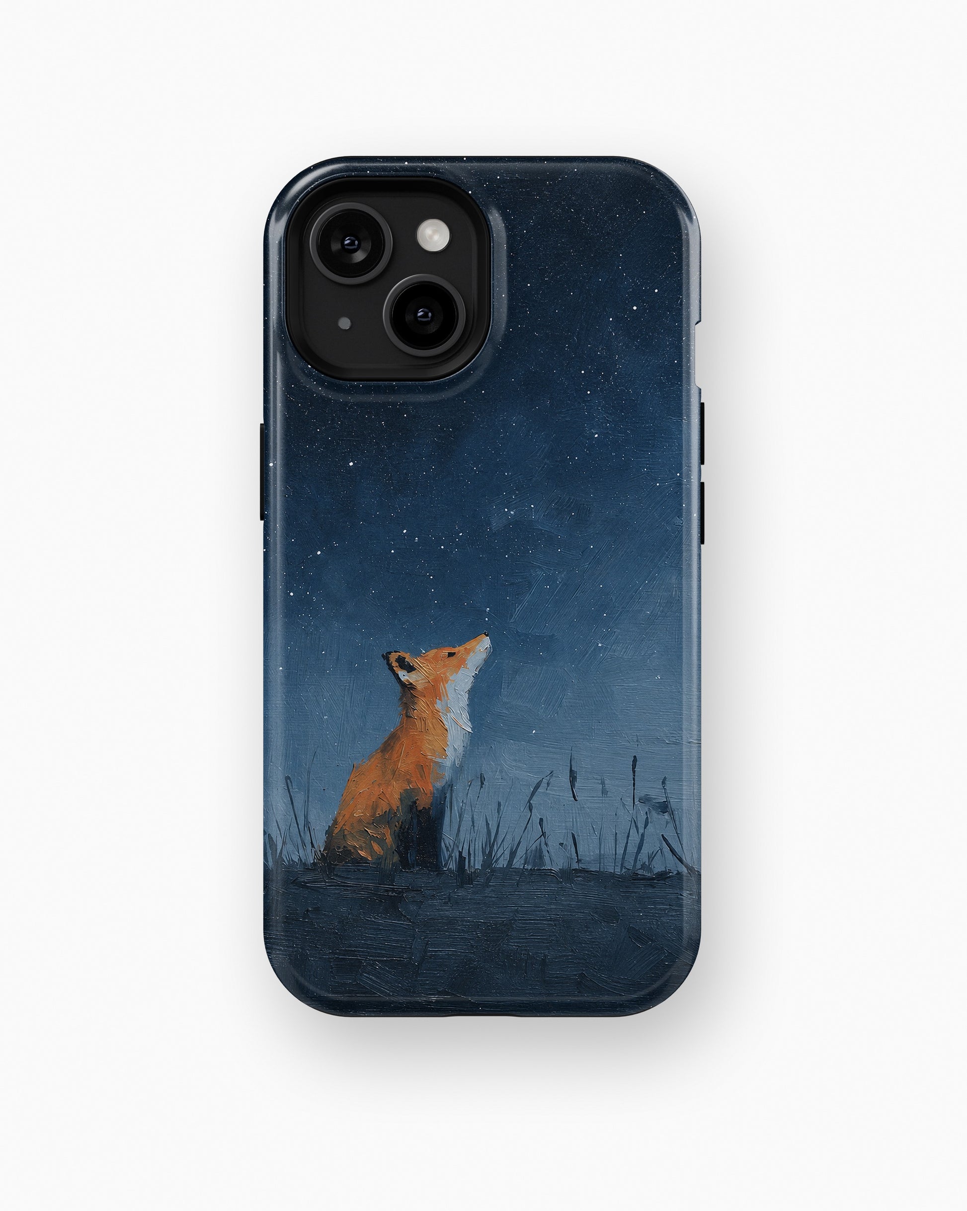 Starry night orange fox oil painting shockproof case for standard iPhone models