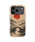 Wabi-sabi red sun sakura bridge landscape MagSafe iPhone tough case for iPhone 17 Pro