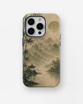 Wabi-sabi bamboo gray sun pavilion landscape shockproof case for iPhone Pro models