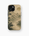 Wabi-sabi bamboo gray sun pavilion landscape shockproof case for standard iPhone models