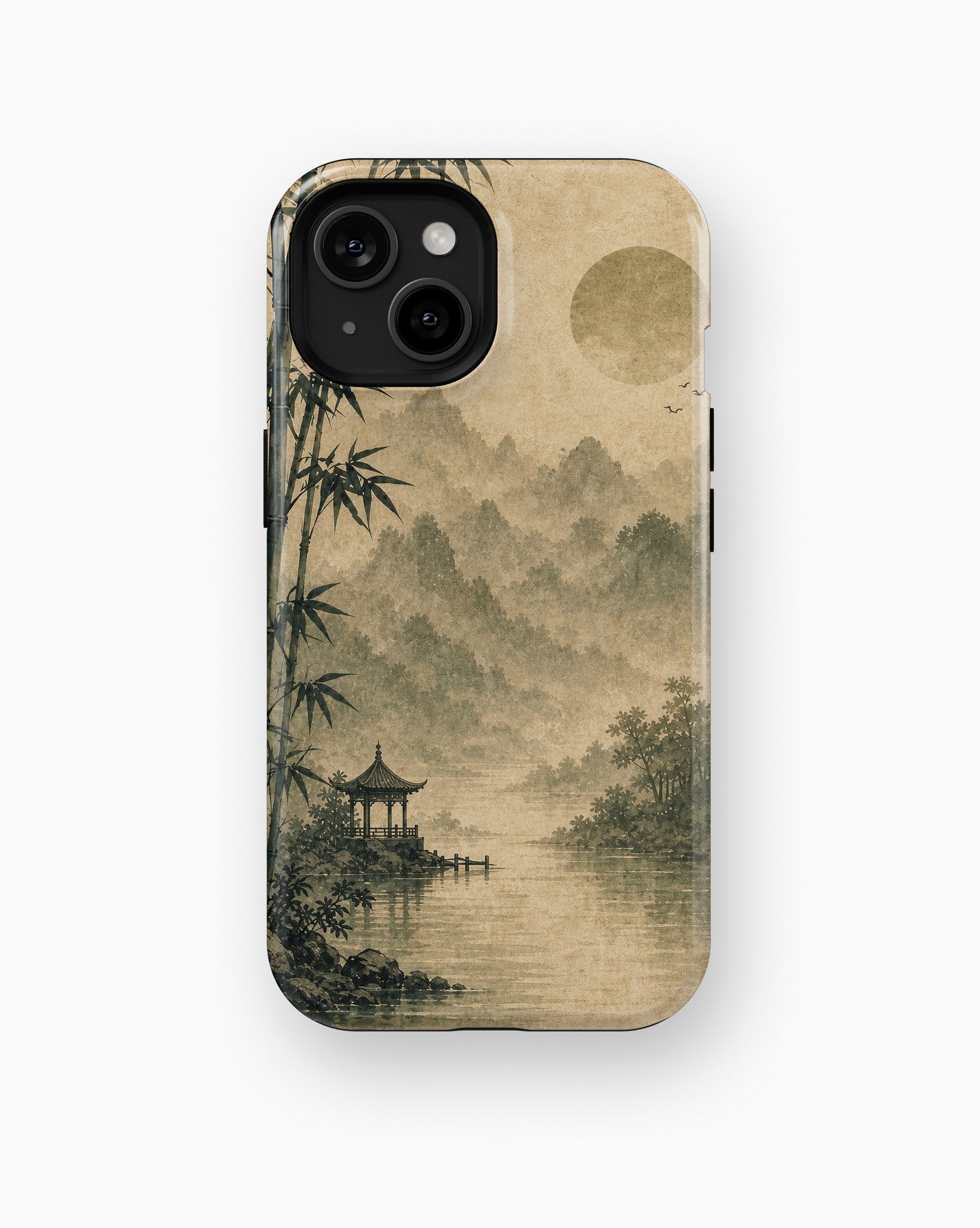 Wabi-sabi bamboo gray sun pavilion landscape shockproof case for standard iPhone models