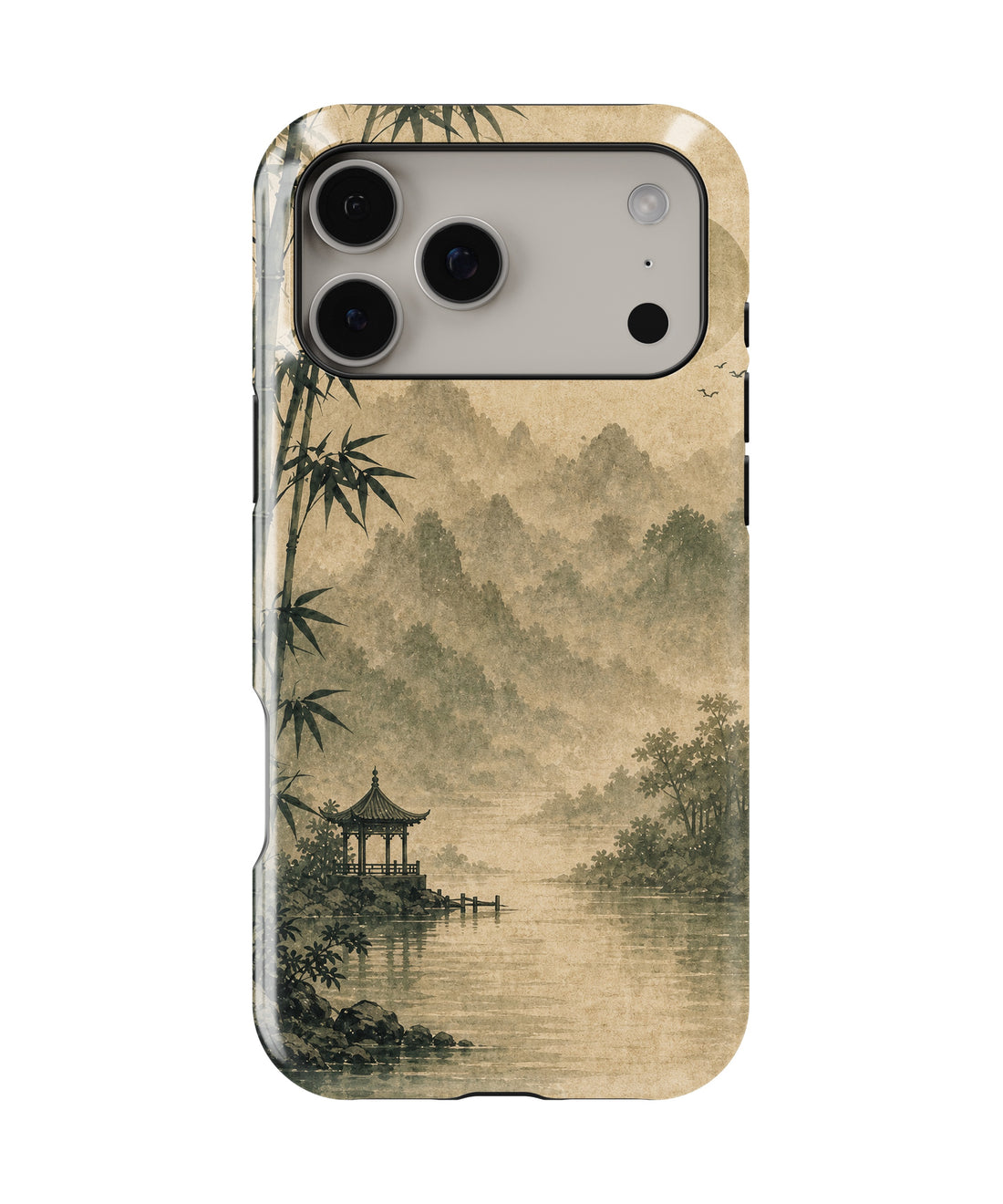 Wabi-sabi bamboo gray sun pavilion landscape shockproof MagSafe iPhone case for iPhone 17 Pro Max