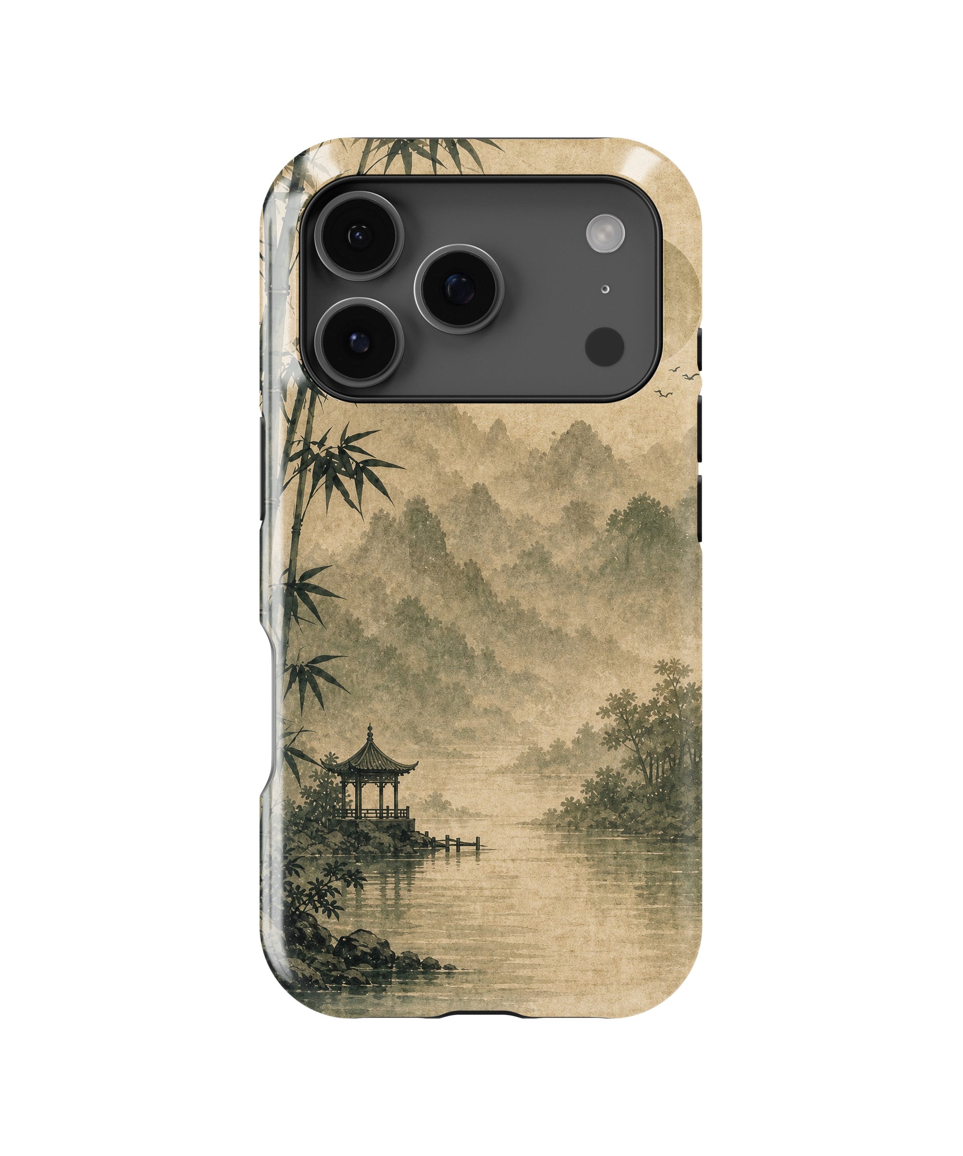Wabi-sabi bamboo gray sun pavilion landscape MagSafe iPhone tough case for iPhone 17 Pro