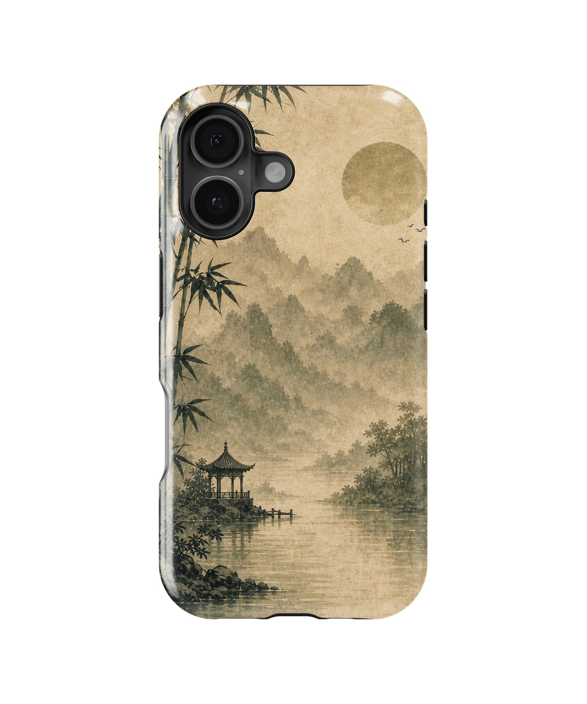 Wabi-sabi bamboo gray sun pavilion landscape MagSafe iPhone tough case for iPhone 17
