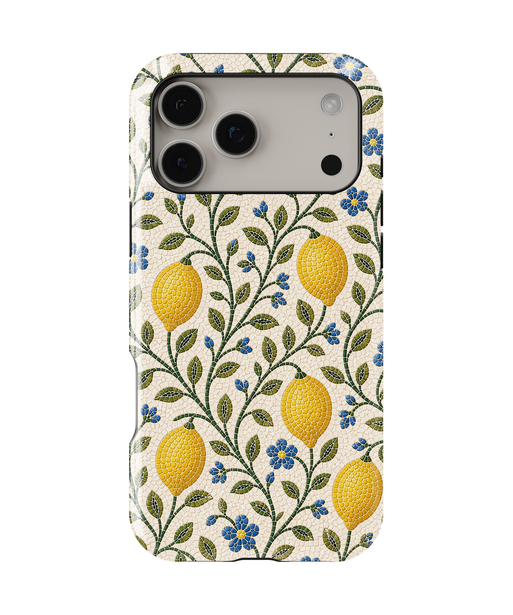 Sicilian Lemon Mosaic MagSafe iPhone Tough Case – Custom Name Option
