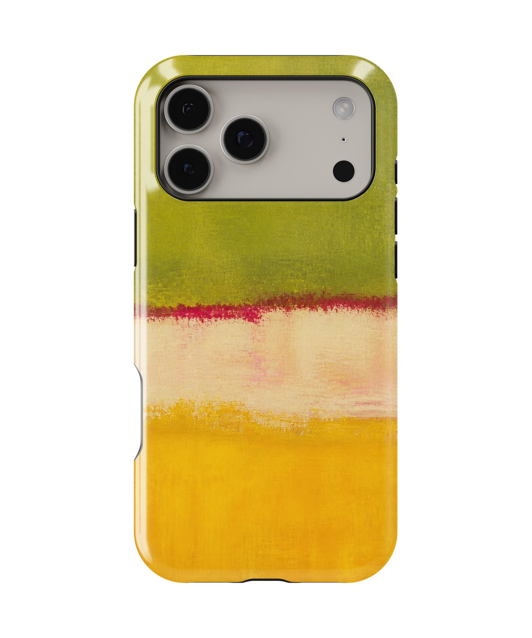 Chartreuse Cream Golden Yellow Color Block MagSafe iPhone Tough Case – Custom Name Option