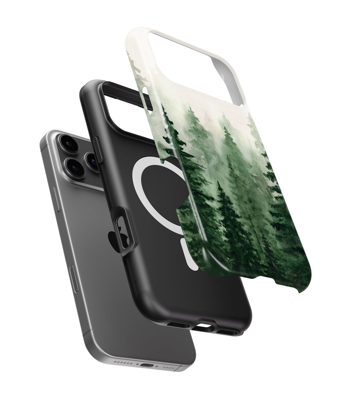 Green Watercolor Forest MagSafe iPhone Tough Case - i17PMT p1