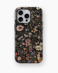 Black Woodland Floral Rabbit MagSafe iPhone Tough Case - i15 pro max tough p1