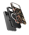 Black Woodland Floral Rabbit MagSafe iPhone Tough Case - i17PMT p11