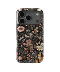 Black Woodland Floral Rabbit MagSafe iPhone Tough Case - i17PT p1