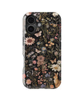 Black Woodland Floral Rabbit MagSafe iPhone Tough Case - i17T p1