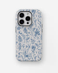 Blue Botanical Line Art Floral MagSafe iPhone Tough Case - i15 pro tough p1