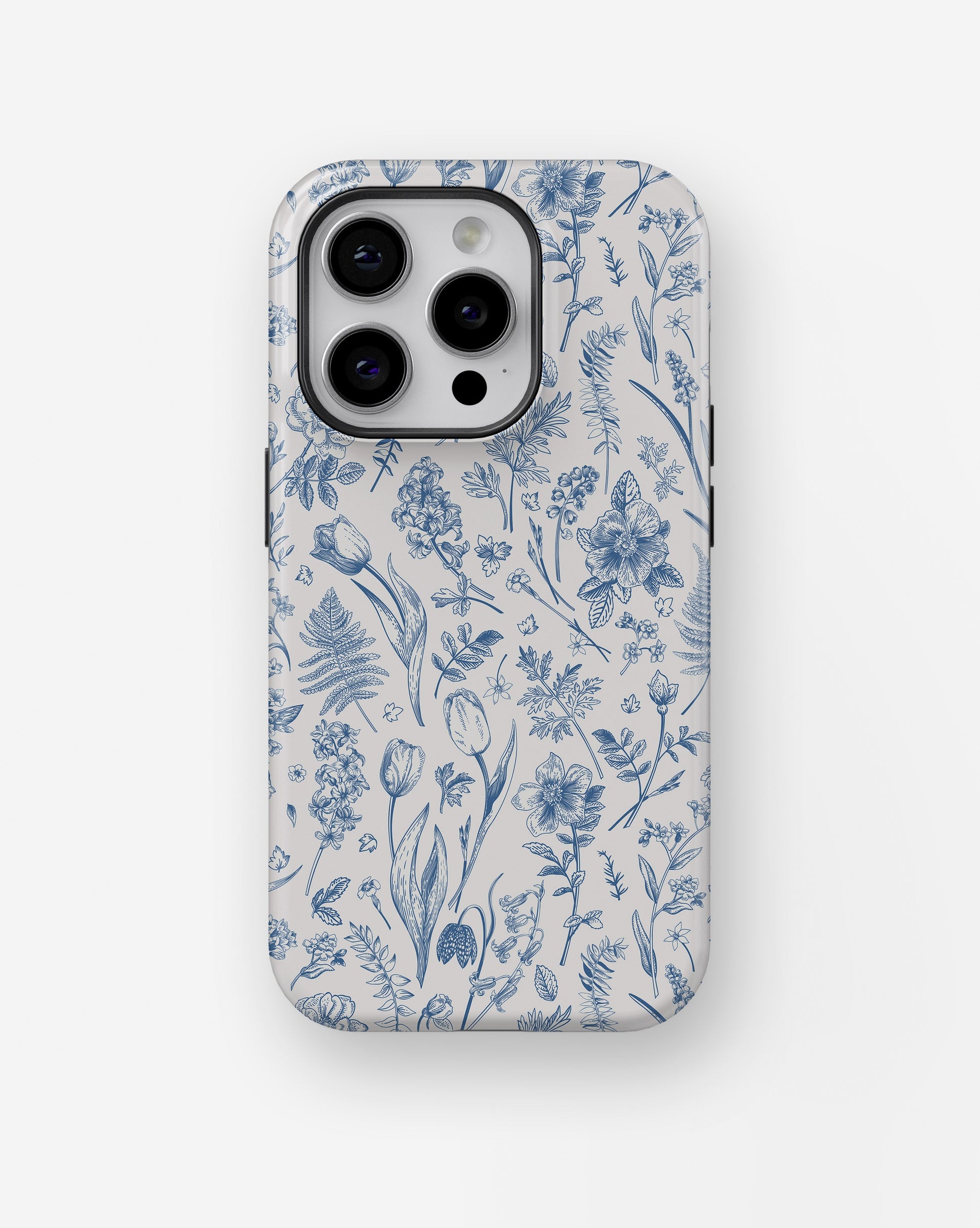 Blue Botanical Line Art Floral MagSafe iPhone Tough Case - i15 pro tough p1