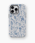 Blue Botanical Line Art Floral MagSafe iPhone Tough Case - i15 pro max tough p1