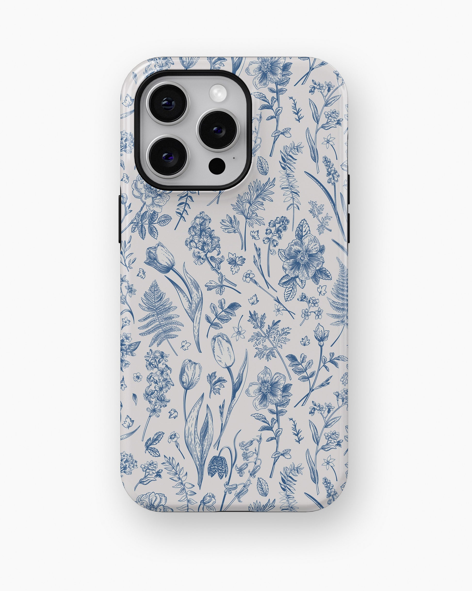 Blue Botanical Line Art Floral MagSafe iPhone Tough Case - i15 pro max tough p1