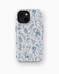 Blue Botanical Line Art Floral MagSafe iPhone Tough Case - i15 tough p1