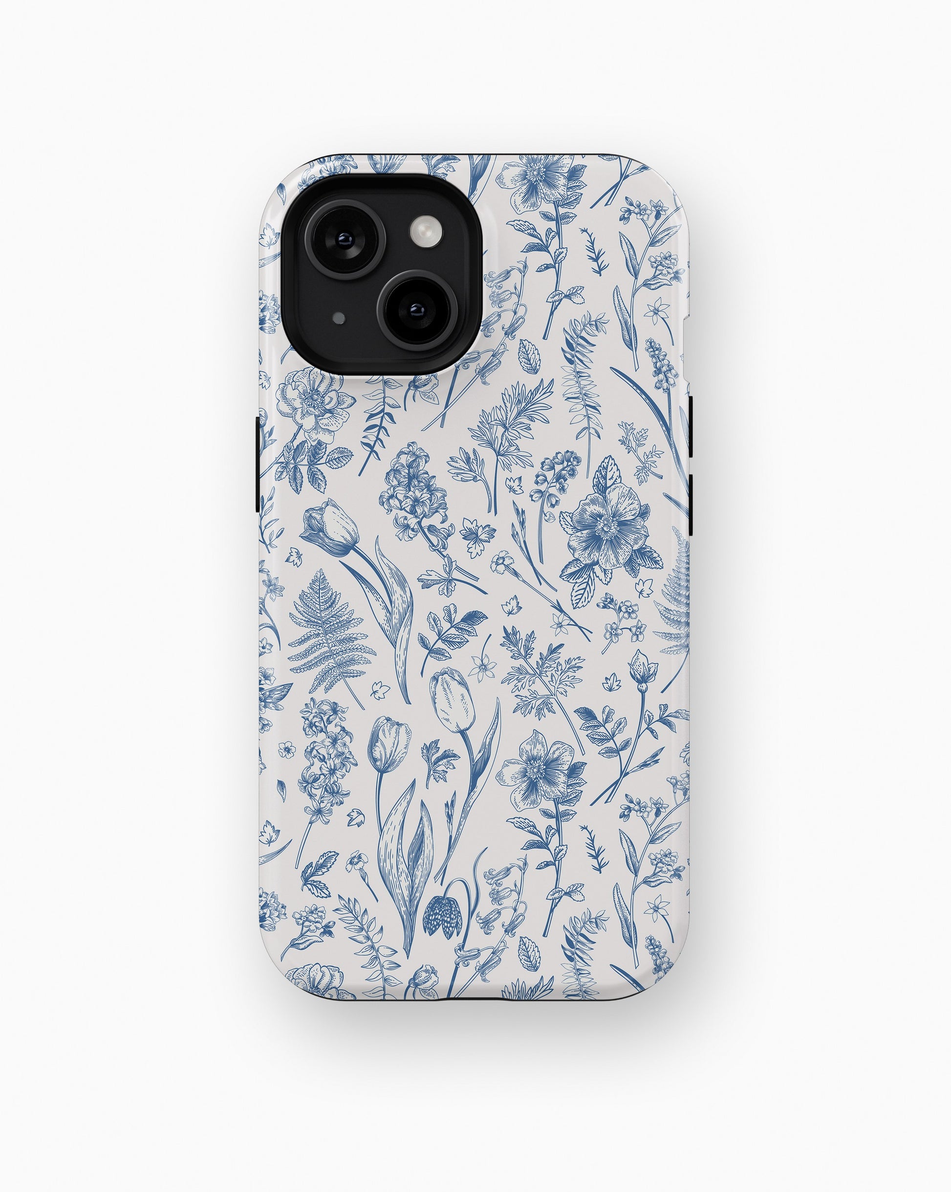 Blue Botanical Line Art Floral MagSafe iPhone Tough Case - i15 tough p1