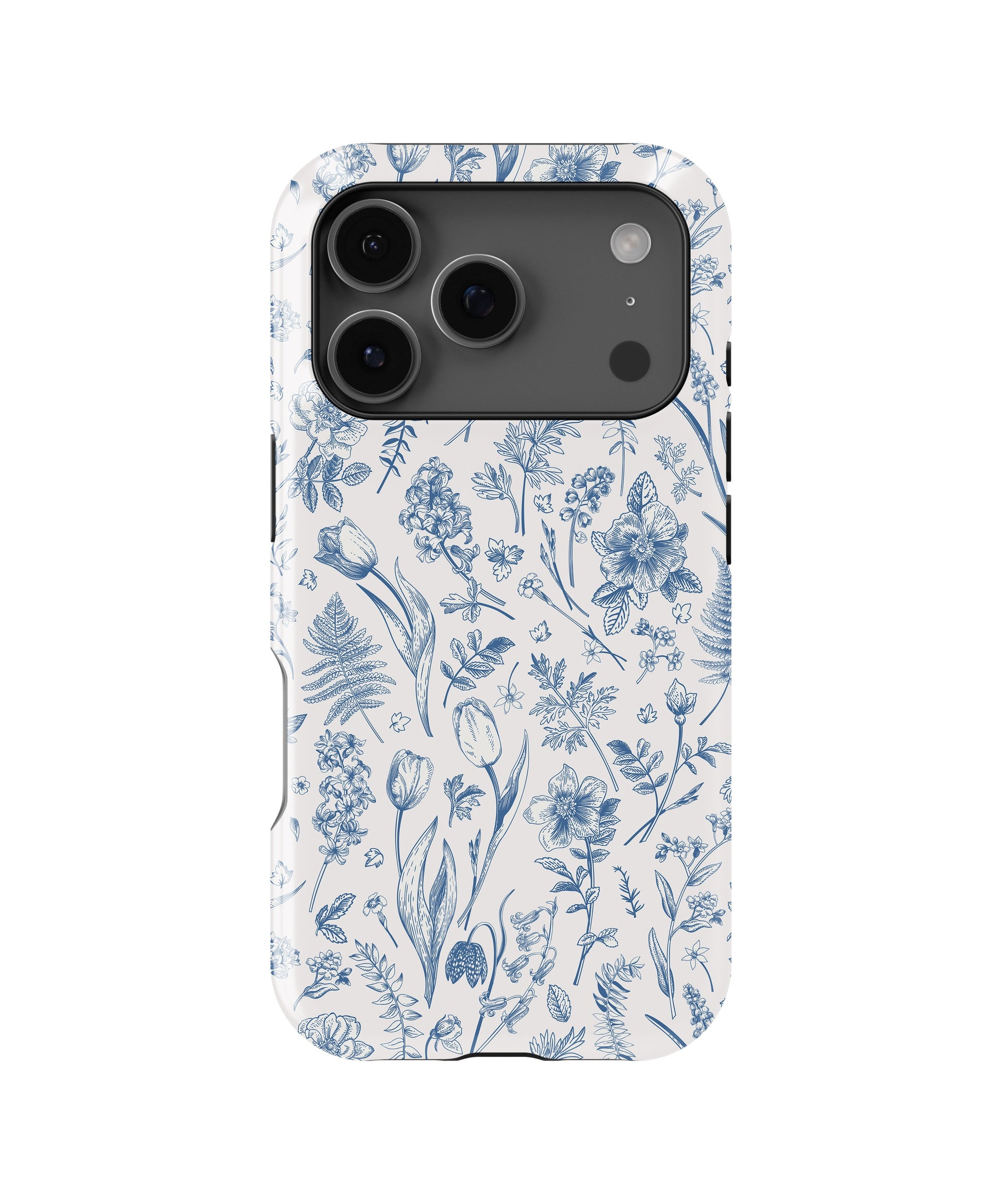 Blue Botanical Line Art Floral MagSafe iPhone Tough Case - i17PT p1