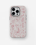 Pink Botanical Line Art Floral MagSafe iPhone Tough Case - i15 pro tough p1
